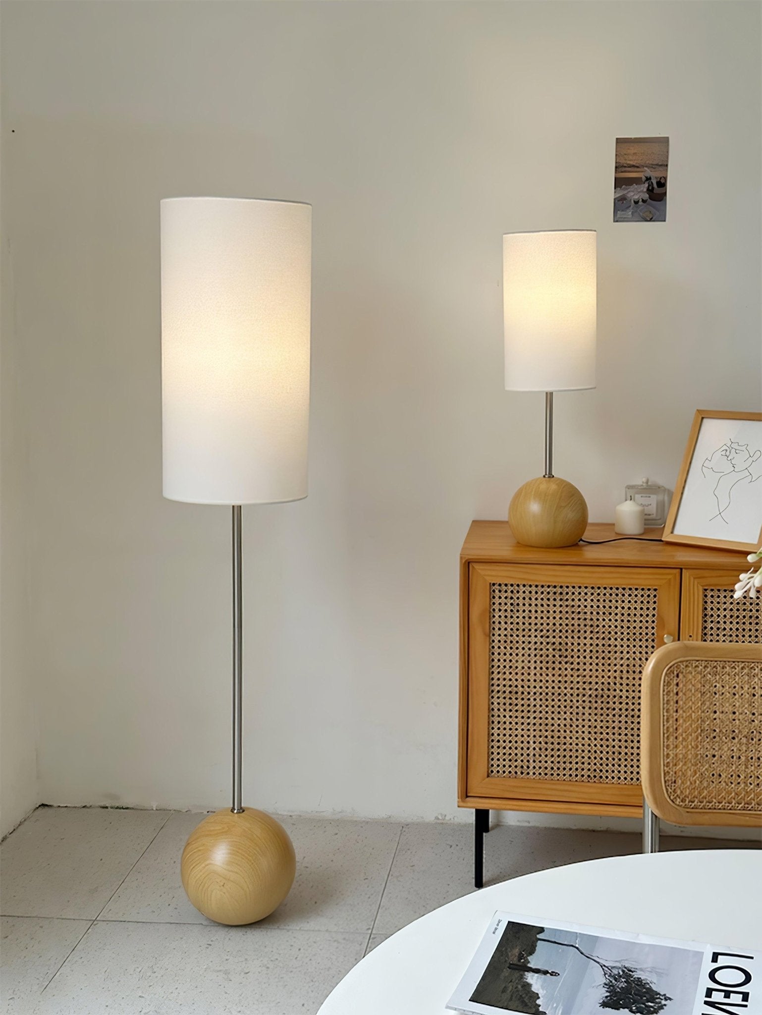 Orbis Wooden Sphere Floor Lamp