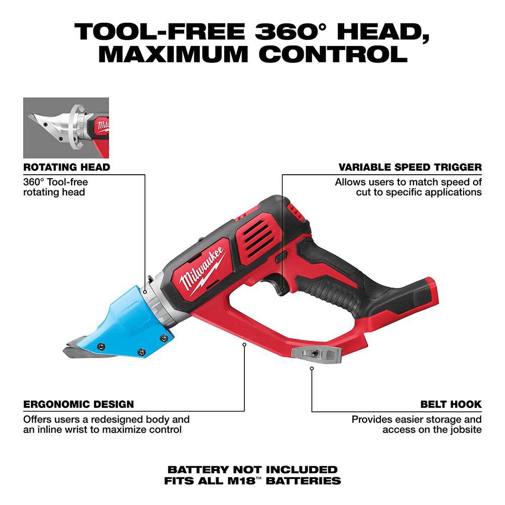 Milwaukee M18 Cordless 14 Gauge Double Cut Shear (Bare Tool) 2636-20 from Milwaukee