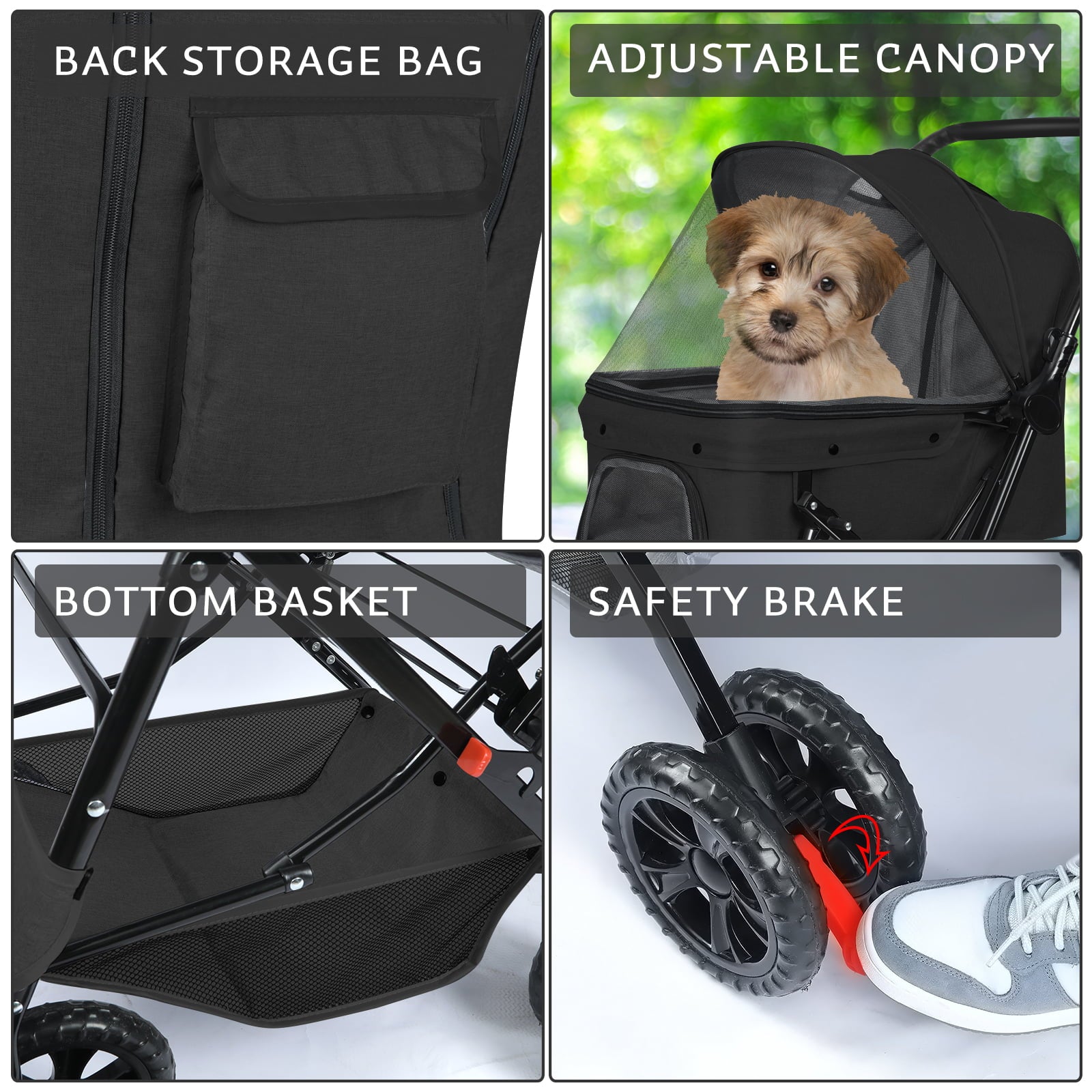 Dog Stroller for Small Medium Dogs Foldable Pet Travel System 3in1 Multifunction