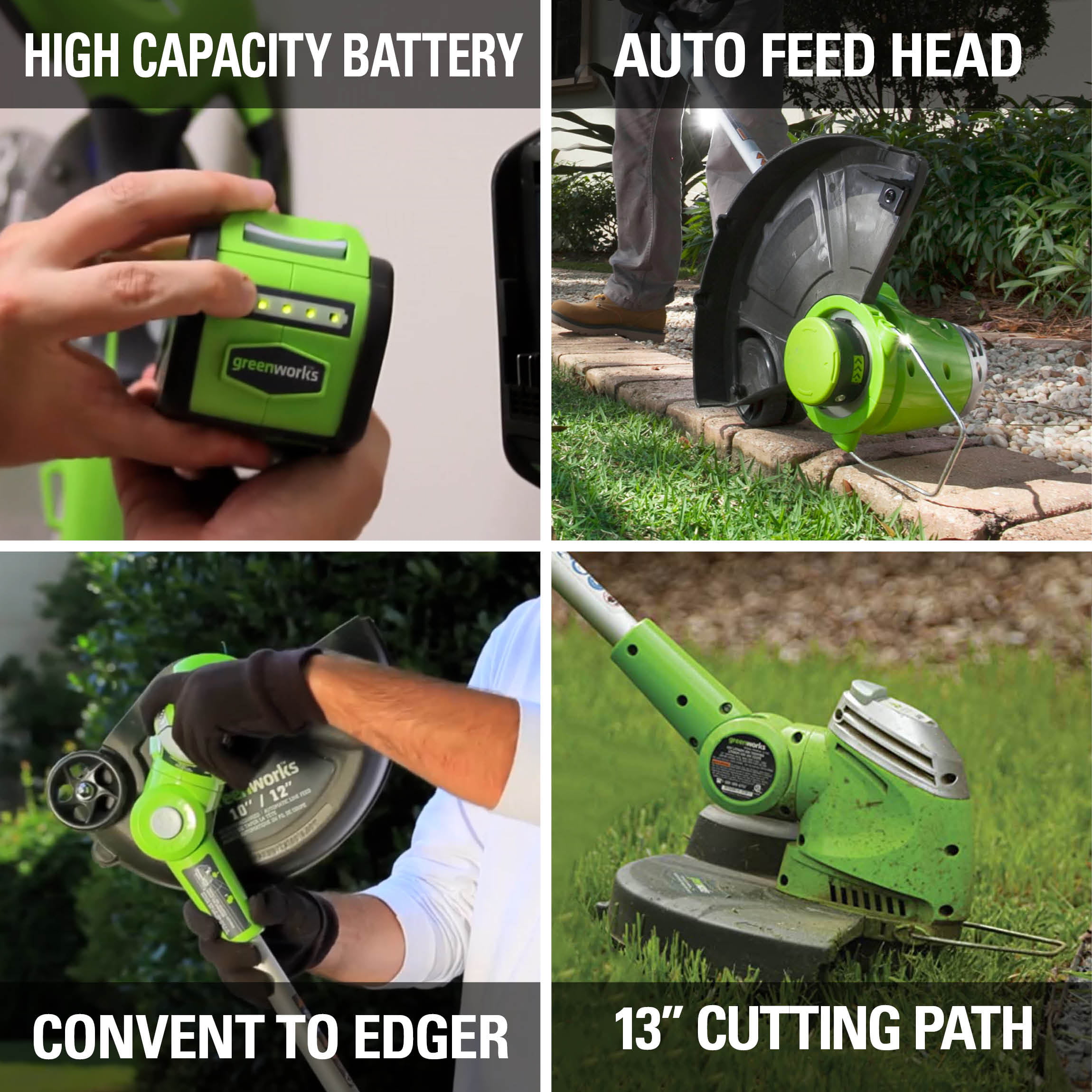 Greenworks 40V 13-inch Cordless String Trimmer/Edger with 20 Ah Battery and Charger， 21302