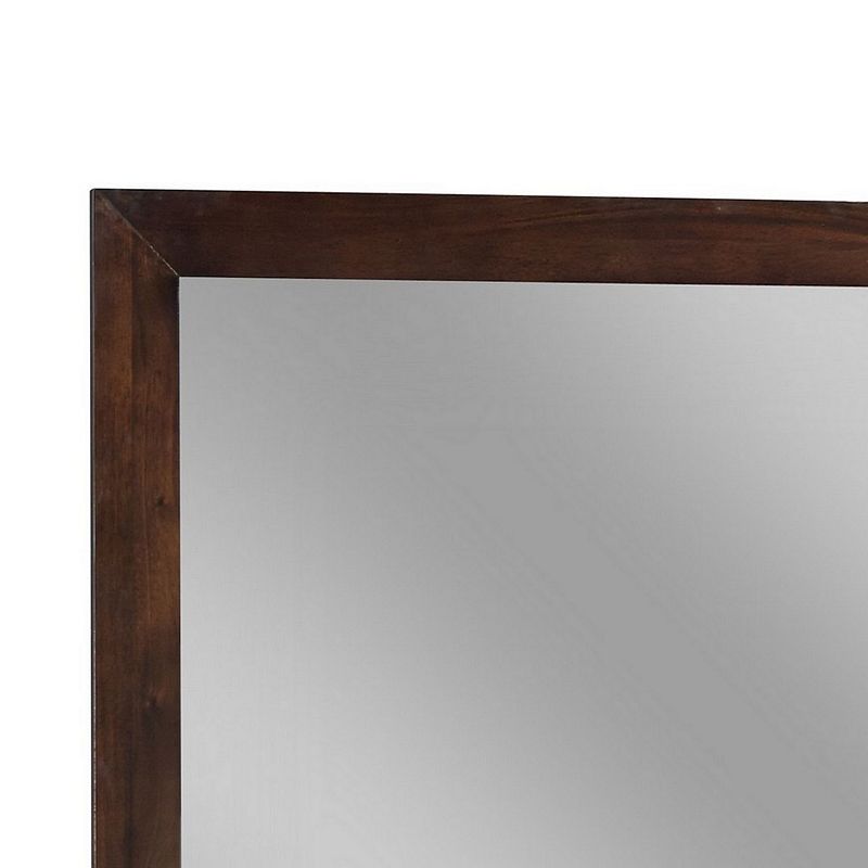 Rustic Style Rectangular Wooden Frame Dresser Mirror， Brown