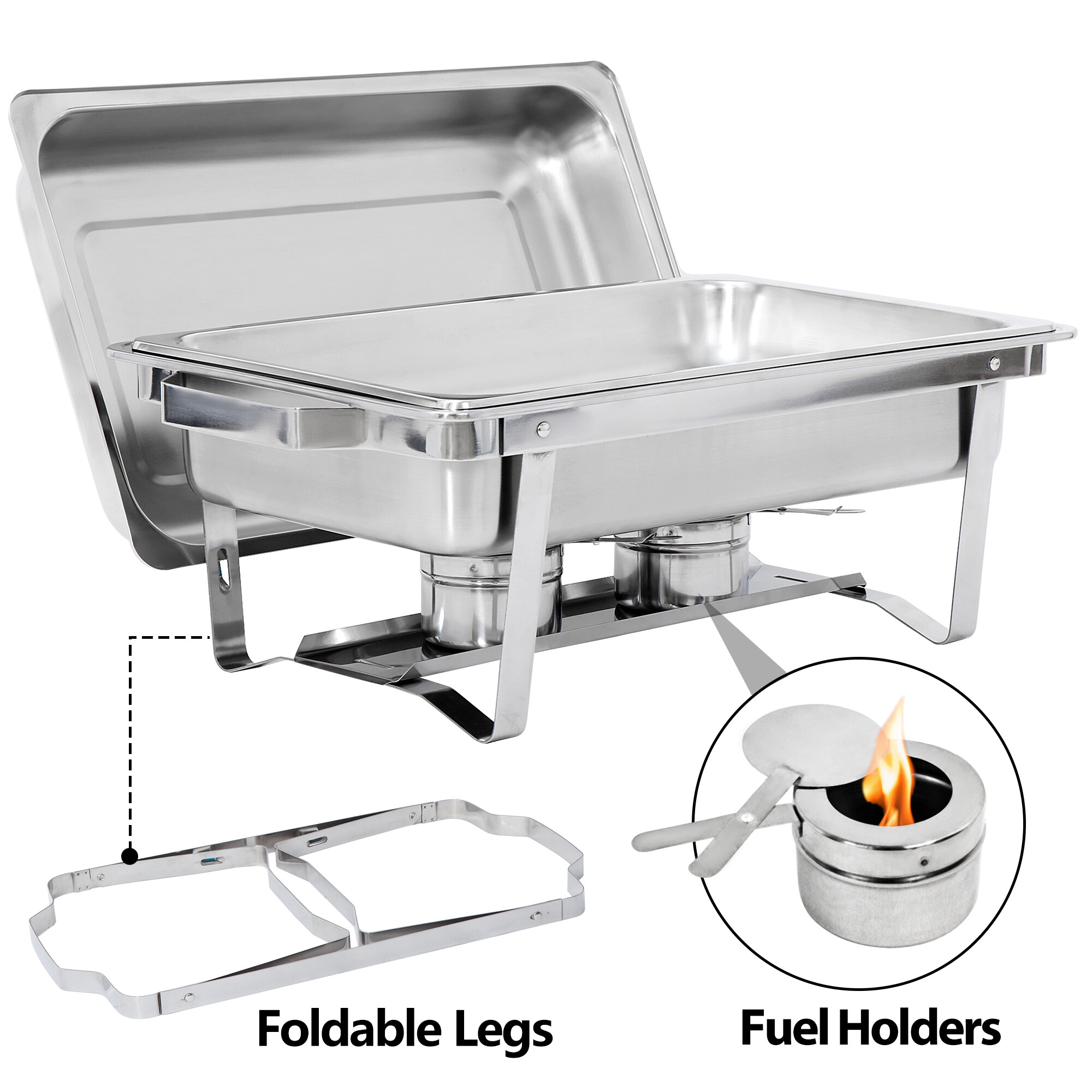 ZENSTYLE 2 Pack 8QT Chafing Dish High-Grade Stainless Steel Pans Catering Full Size Includes Food Pan， Water Pan and Fuel Holders