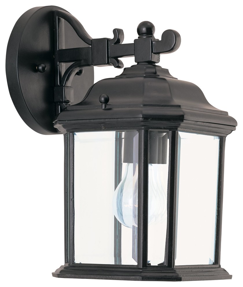 Sea Gull Kent One Light Outdoor Wall Lantern  Black   Traditional   Outdoor Wall Lights And Sconces   by Buildcom  Houzz