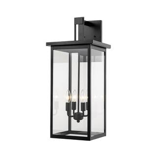 Millennium Lighting 27 in. 4-Light Powder Coat Black Outdoor Wall-Light Sconce with Clear Glass 2603-PBK