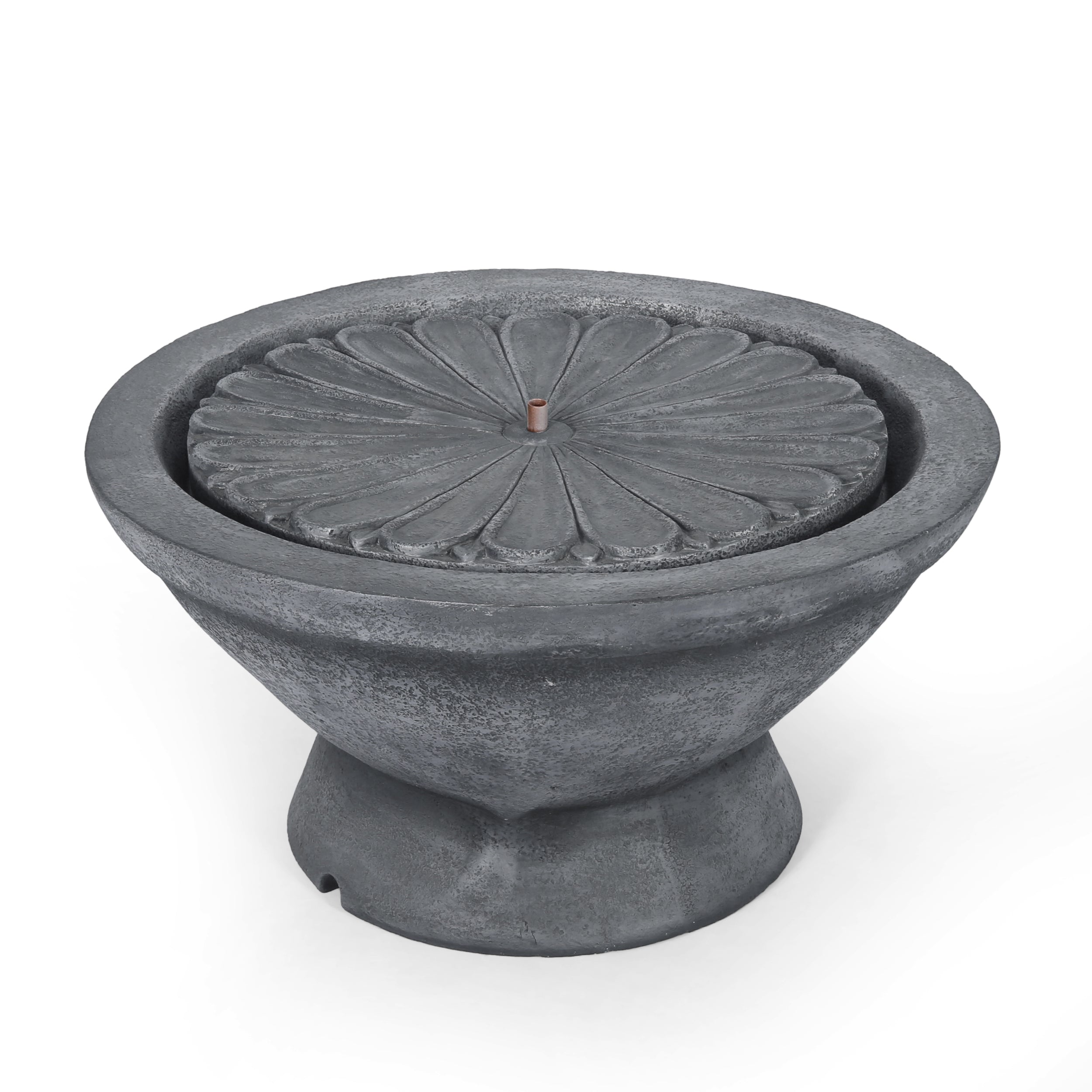 Fredell Outdoor Flower Bowl Fountain, Light Gray