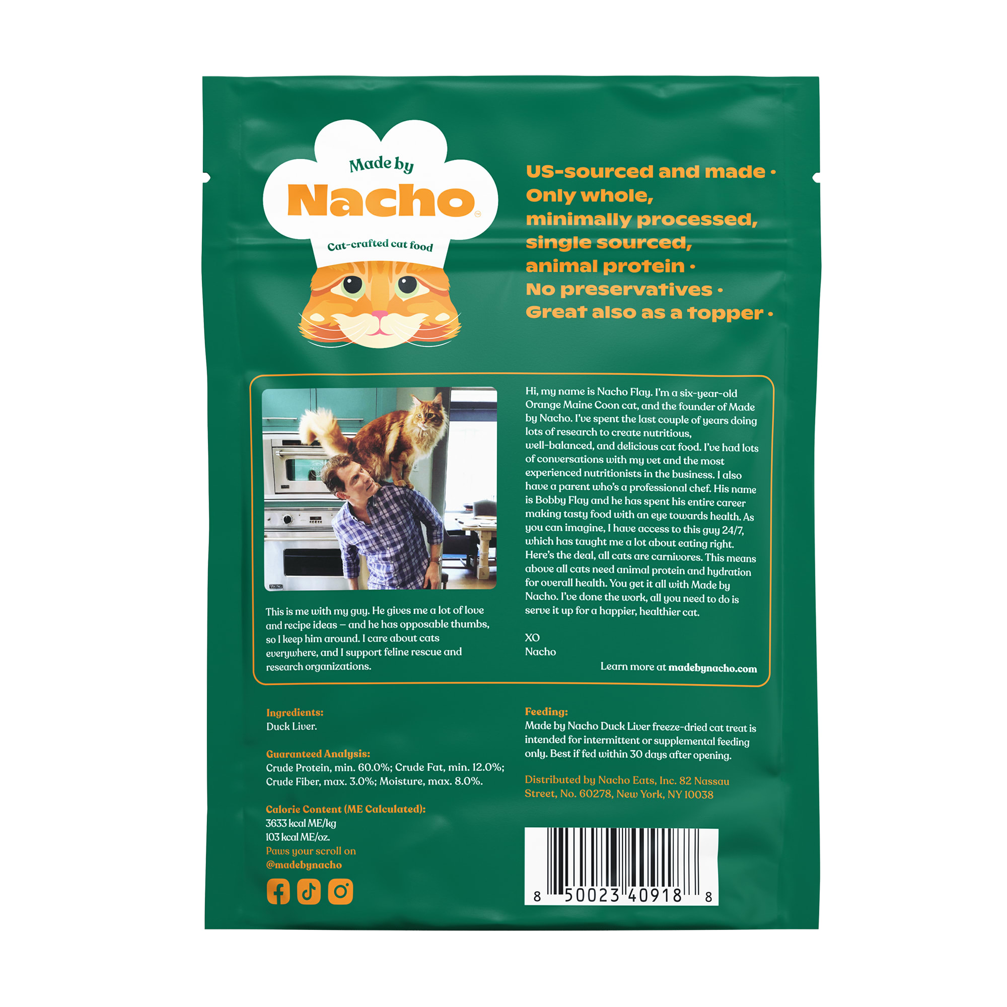 Made by Nacho Freeze-Dried Duck Liver Cat Treat， .8 oz.