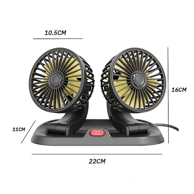 Portable Dual Head Usb Pedestal Fans 2 Speeds Adjustable Air Fan Car Accessories Wind Regulation