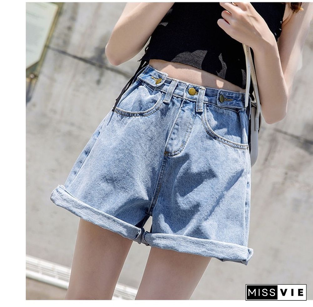 Plus Size Women's Shorts High Waist Shorts Women Minimalism Denim Shorts Summer Fashion Casual Jeans Short Pants