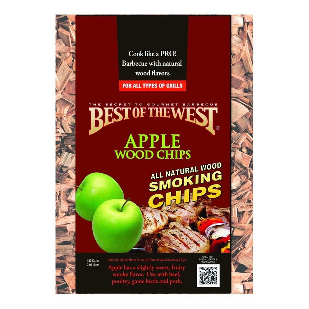 Best of the West  Natural Barbecue Apple Wood Smoking Chips  180 Cubic Inches   1 Pack