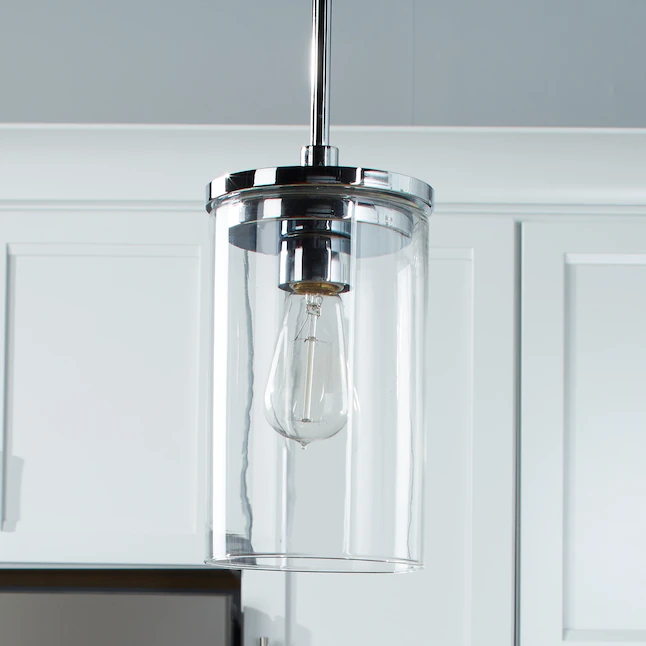 Kichler 43996CH Crosby Chrome Transitional Clear Glass Cylinder Mini Pendant Light