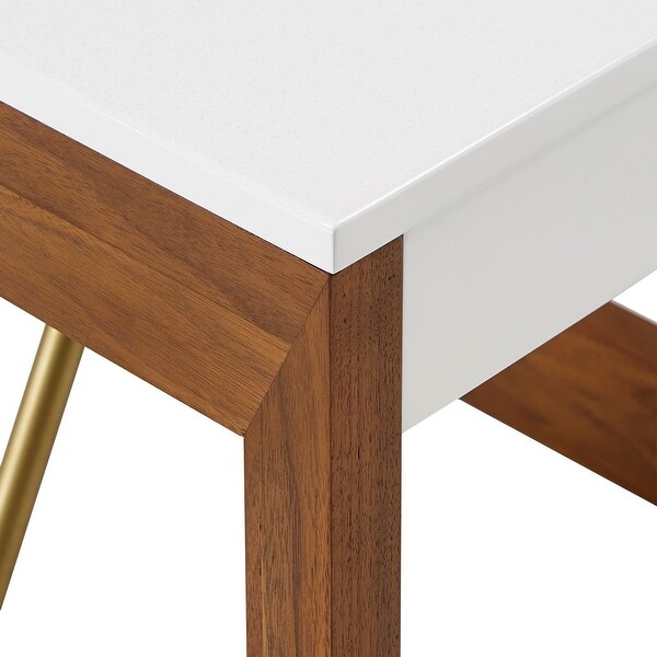 Archer Two-Tone High Gloss White and Walnut End Table by iNSPIRE Q Modern