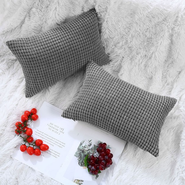 2 Pcs Corn Striped Corduroy For Couch Polyester Decorative Pillow Cover Piccocasa