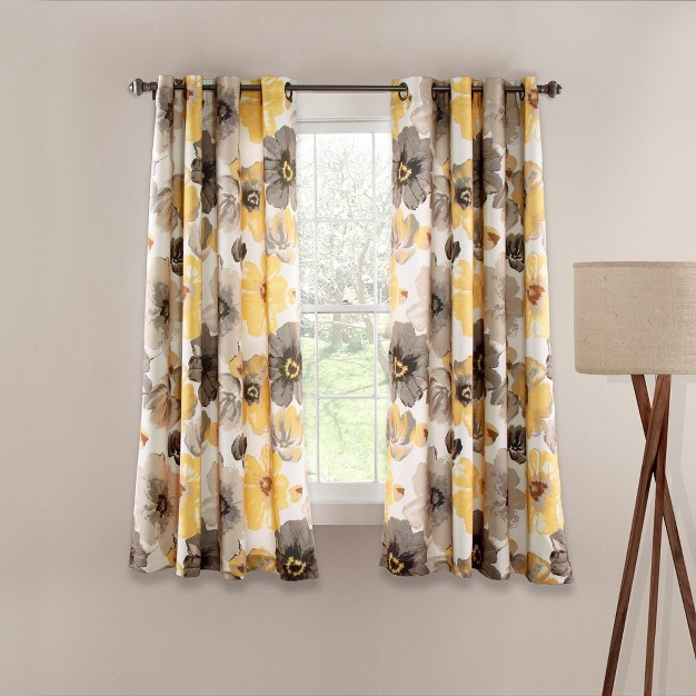 Home Boutique Leah Light Filtering Window Curtain Yellow gray Set 52x63