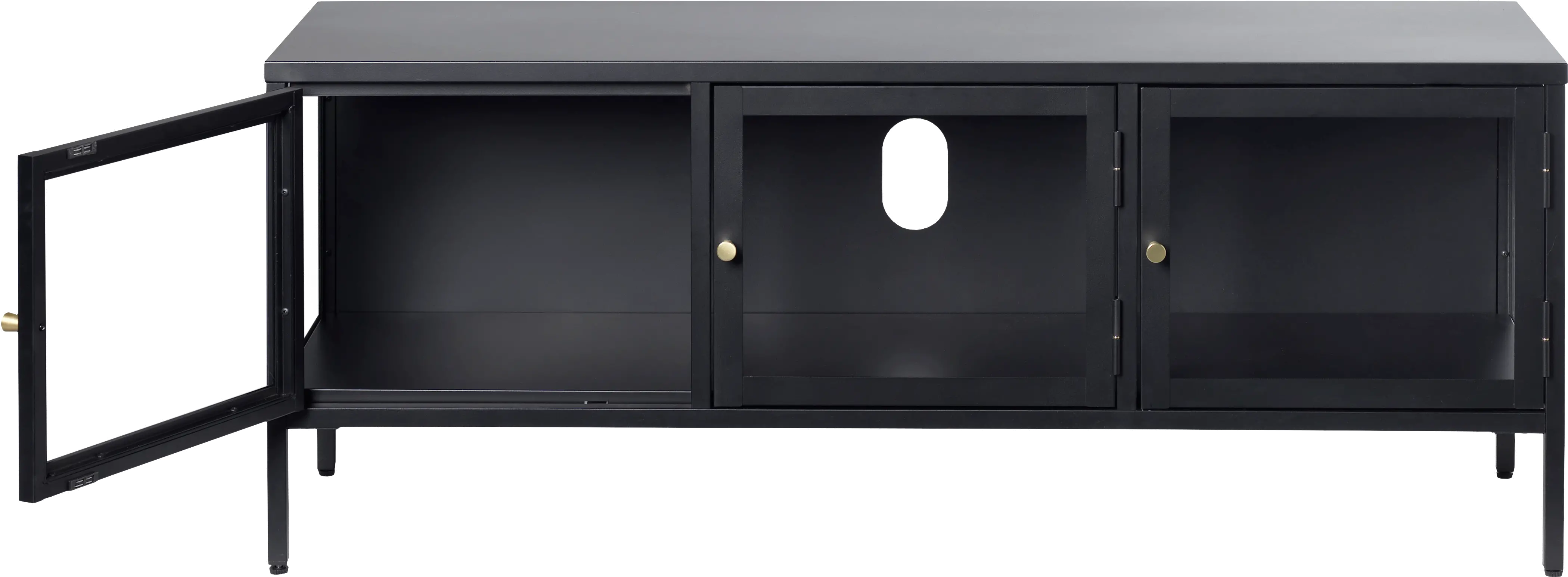 Carmel Black Metal and Glass 52 TV Stand