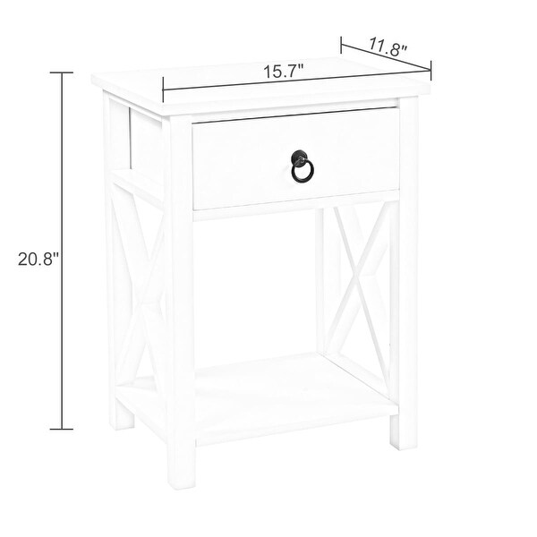 2 Piece Coffee Table with One Drawer Bedside Table X-Shaped Side Table with Storage Shelf End Table for Living Room，Bedroom