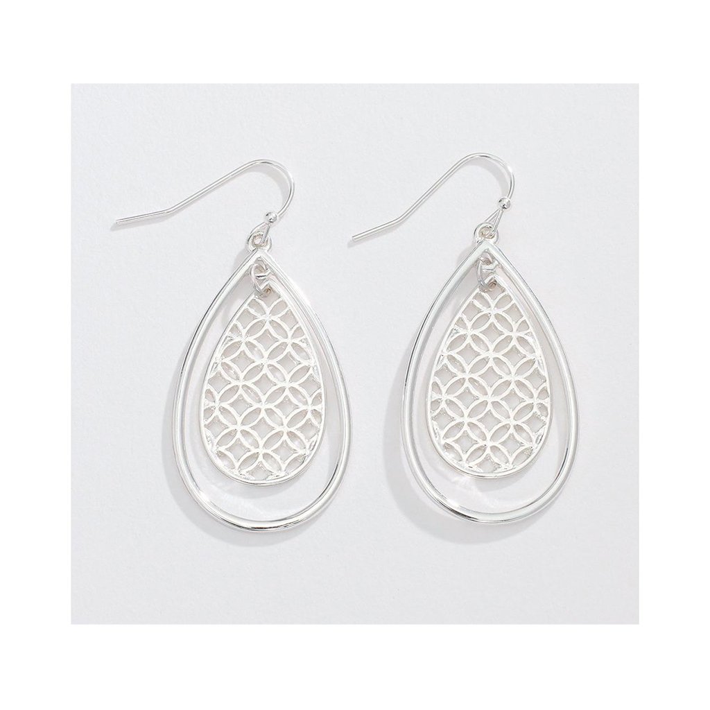 Periwinkle by Barlow   Silver Filigree Teardrops- Earrings