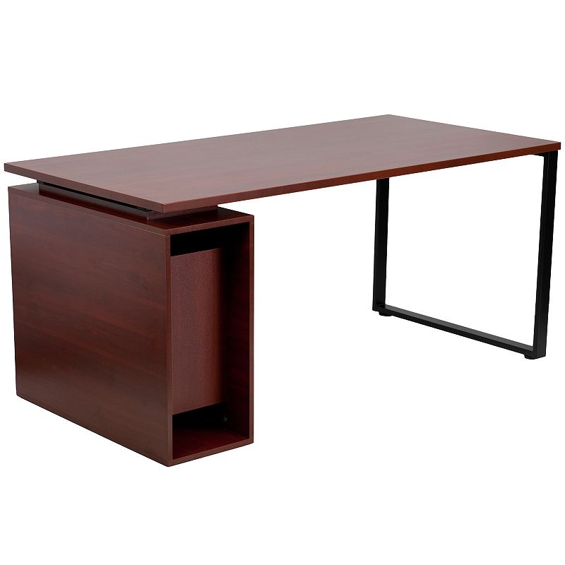 Flash Furniture Mahogany Computer Desk with Open Storage Pedestal