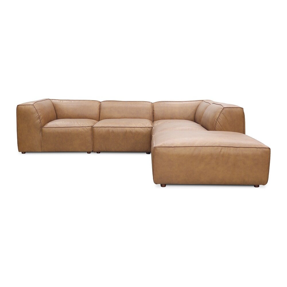 Aurelle Home Fromatta Modular Leather 5 Piece Large L Shape Sectional   8' x 10'