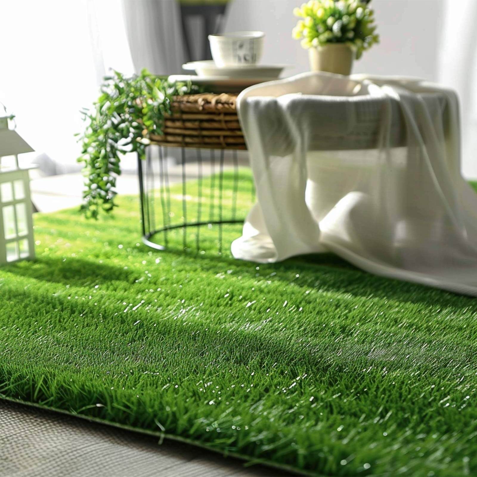 Green Artificial Grass Carpet Rug Indoor Outdoor Synthetic Garden Mat Landscape Turf Lawn 5ftx3ft