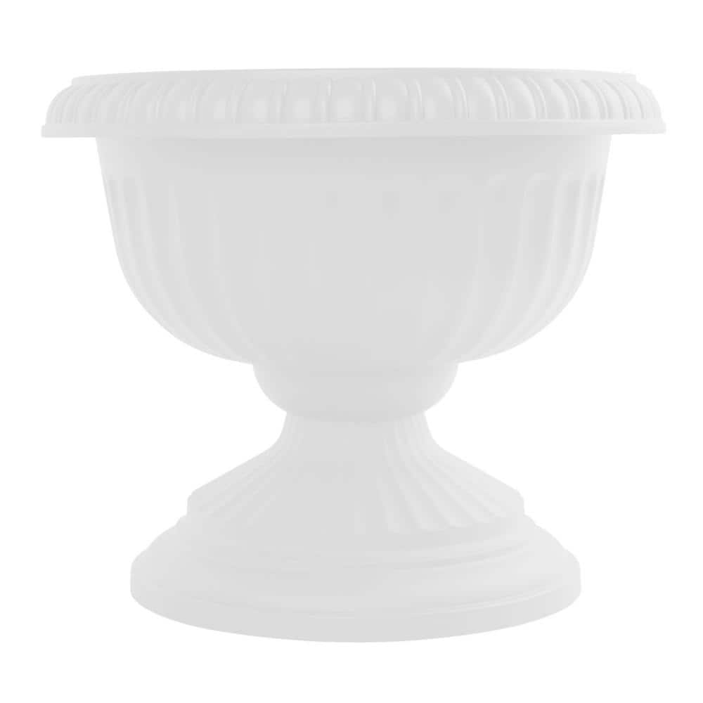 Bloem Grecian 12 in. Casper White Plastic Urn Planter GU12-09