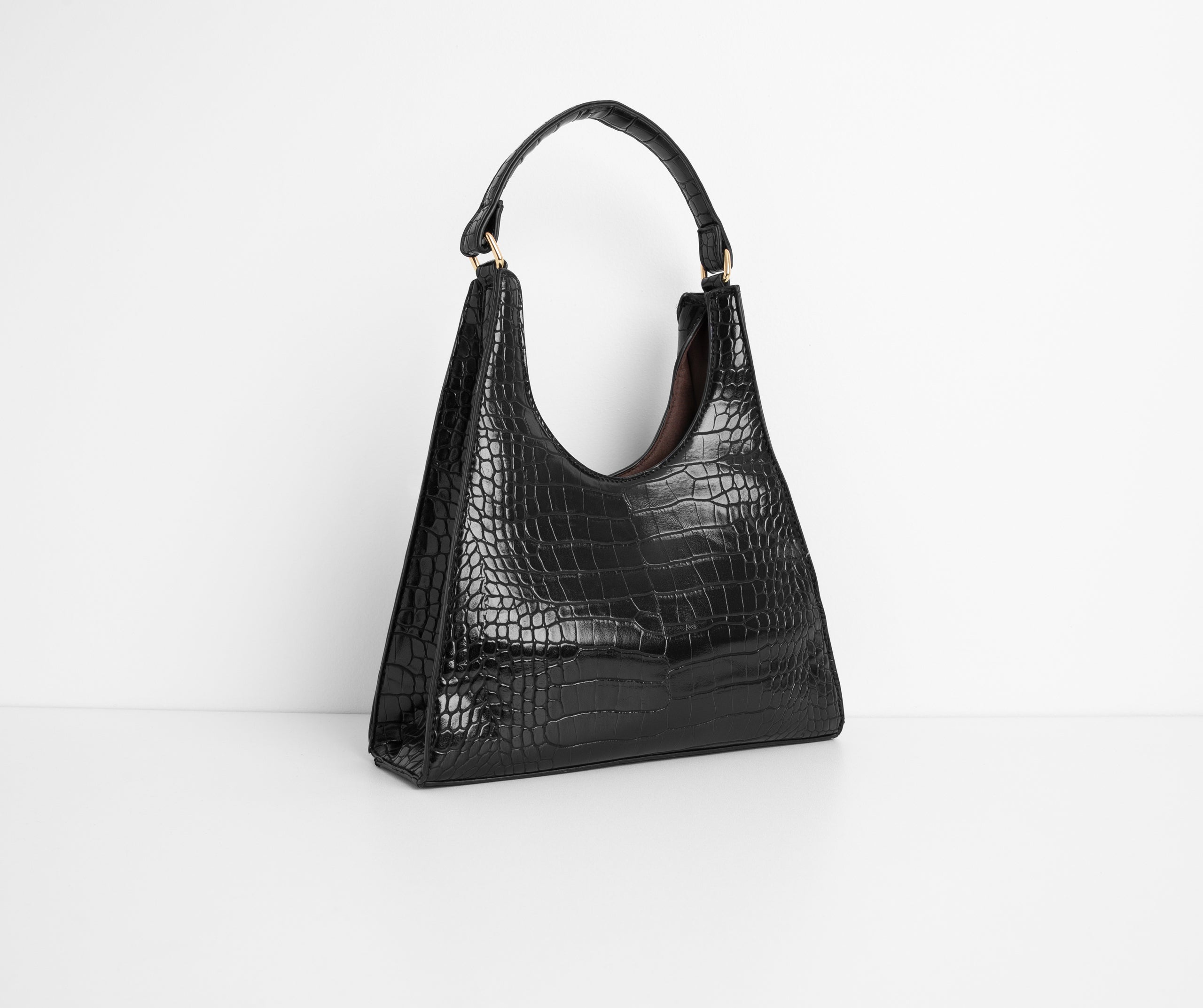 Better Days Faux Leather Triangle Croc Bag