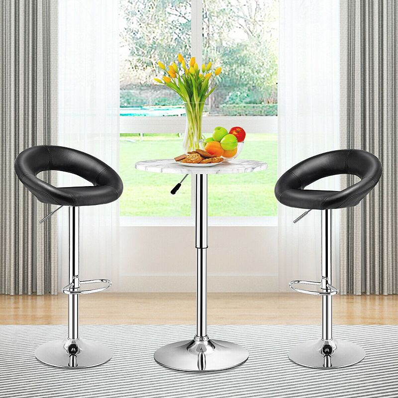 Set of 2 Bar Stools Adjustable PU Leather Swivel Chairs