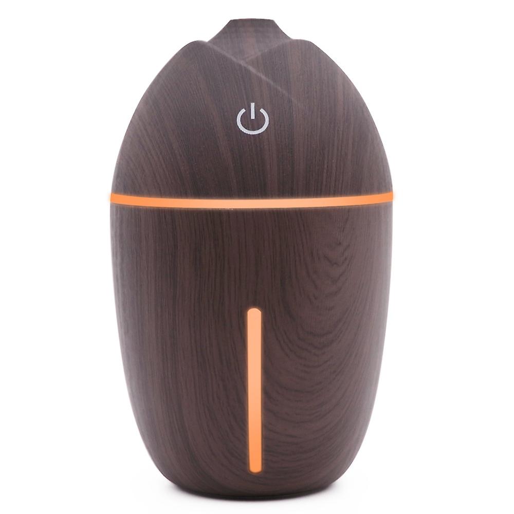 Electric Humidifier Essential Aroma Oil Diffuser Ultrasonic Wood Grain Air Humidifier Usb Mini Mist Maker Led Light For(Deep grain)