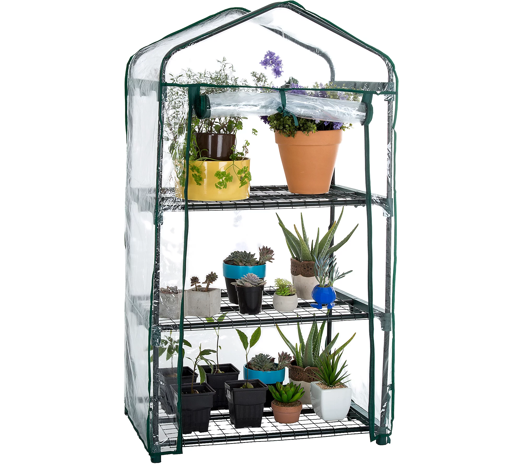 Pure Garden 3-Tier Mini Greenhouse with 3 Shelves and Cover