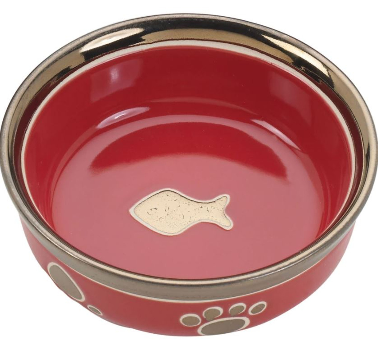 Spot Ritz Copper Rim Cat Dish， Red， 5