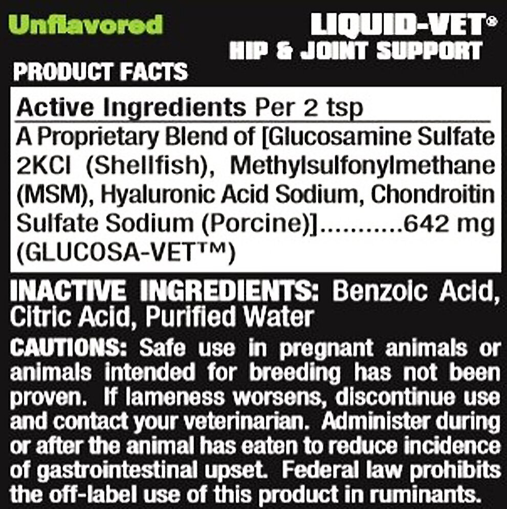 Liquid-Vet Hip and Joint Support Allergy-Friendly Unflavored Cat Supplement， 8-oz bottle