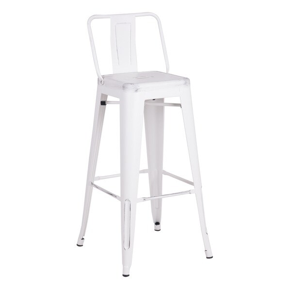 White Vintage Industrial Steel Bar Stools (Set of 2)