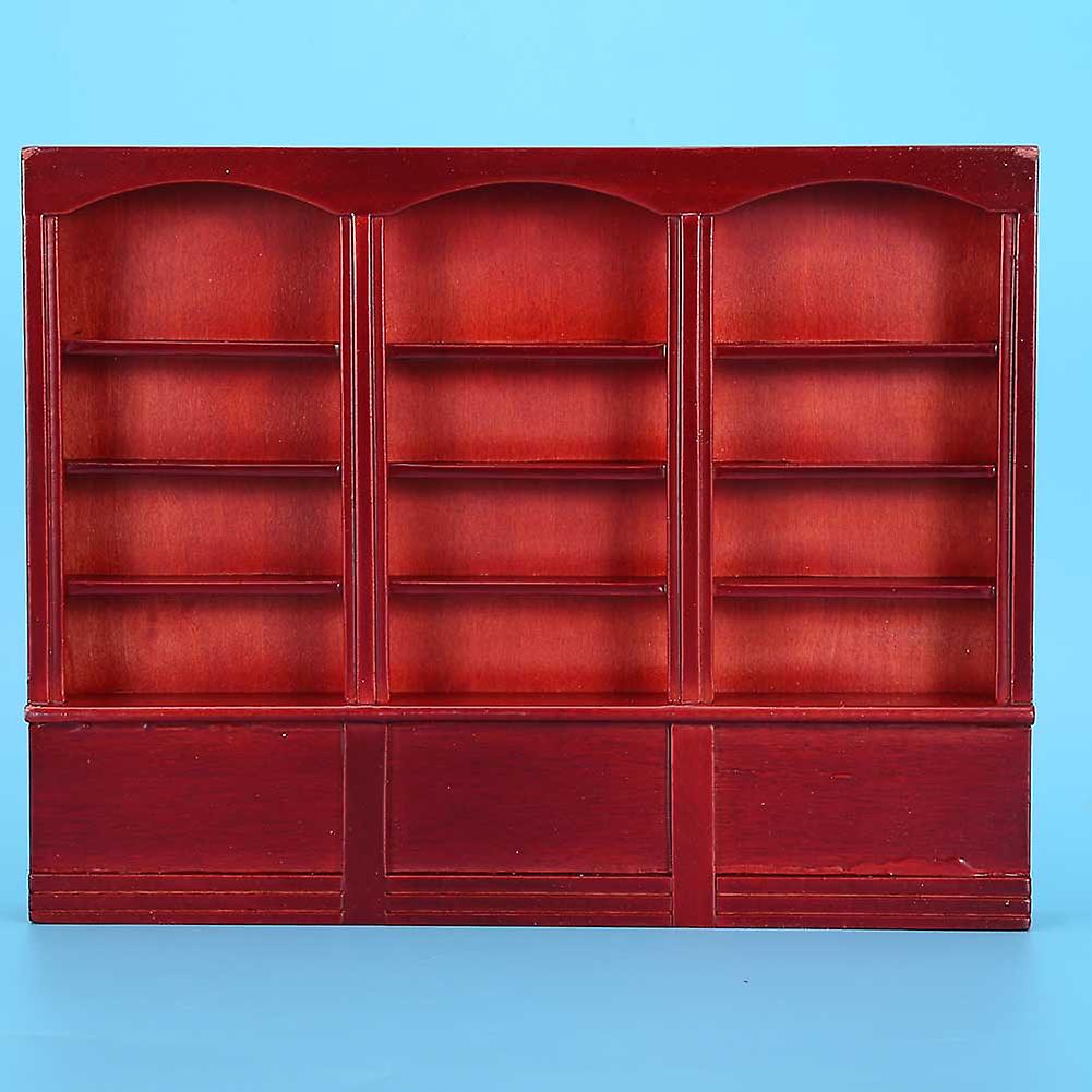 1:12 Doll House Accessories Mini Bookshelf Display Cabinet Bookcase Furniture Toy Red Brown