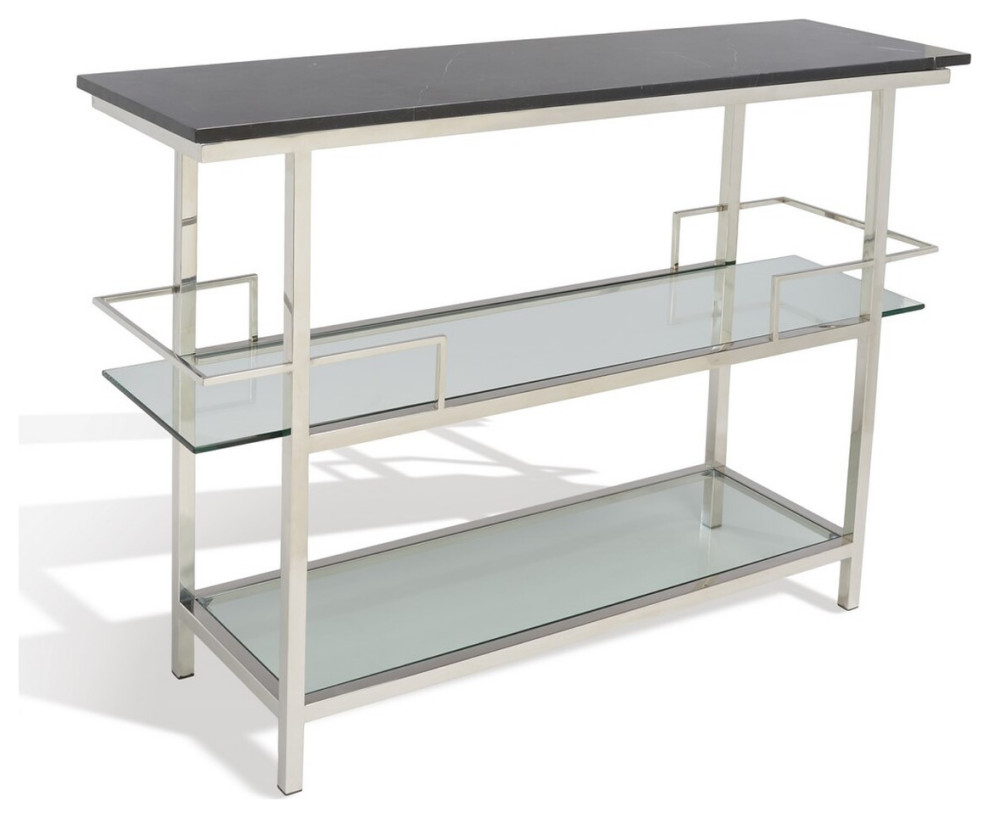 Safavieh Rosalina Marble Top Console Table Silver/Black   Contemporary   Console Tables   by Safavieh  Houzz