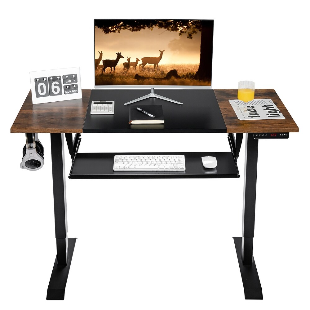 Costway 48'' Electric Sit to Stand Desk Adjustable Workstation w/