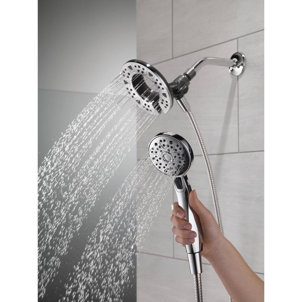 Delta In2ition 4-Spray Patterns 1.75 GPM 6 in. Wall Mount Dual Shower Heads in Chrome 75494