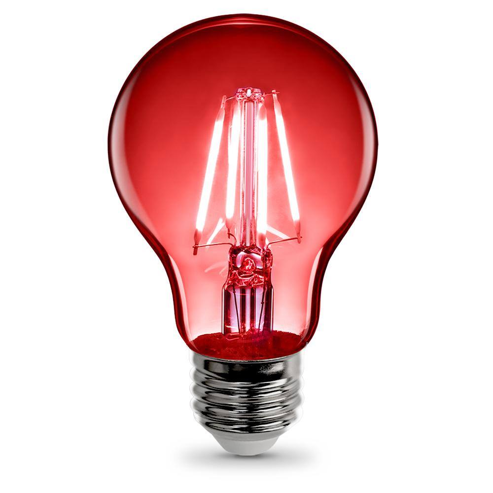 Feit Electric 25-Watt Equivalent A19 Medium E26 Base Dimmable Filament LED Light Bulb Red Colored Clear Glass (1-Bulb) A19TRLED