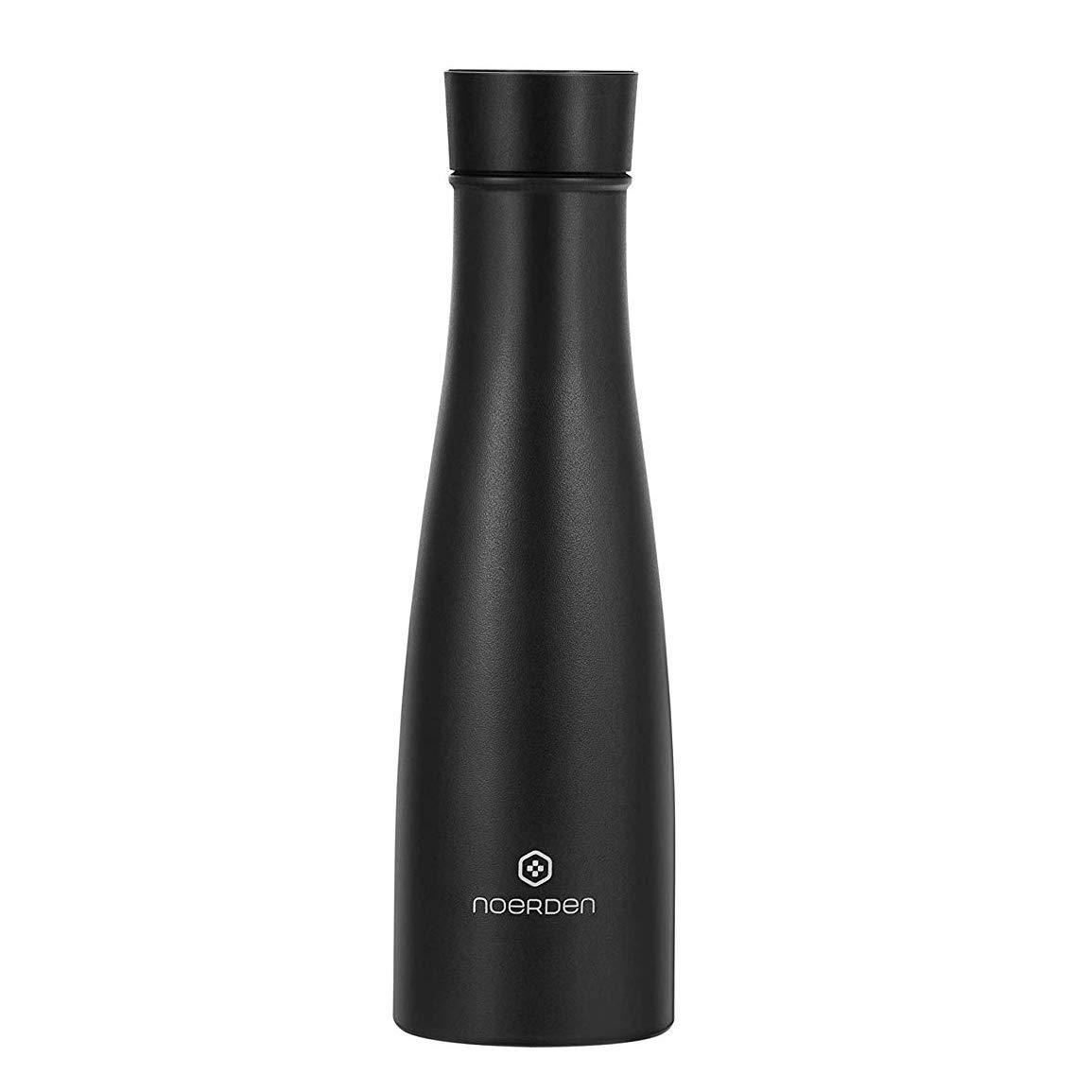 Noerden LIZ Smart Water Bottle 16 oz UV Self-Cleaning Sterilization Vacuum Insulated Stainless Steel， Black