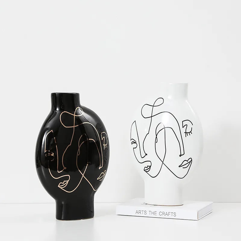 Black Hand Painted Vase-B Fa-D21103B