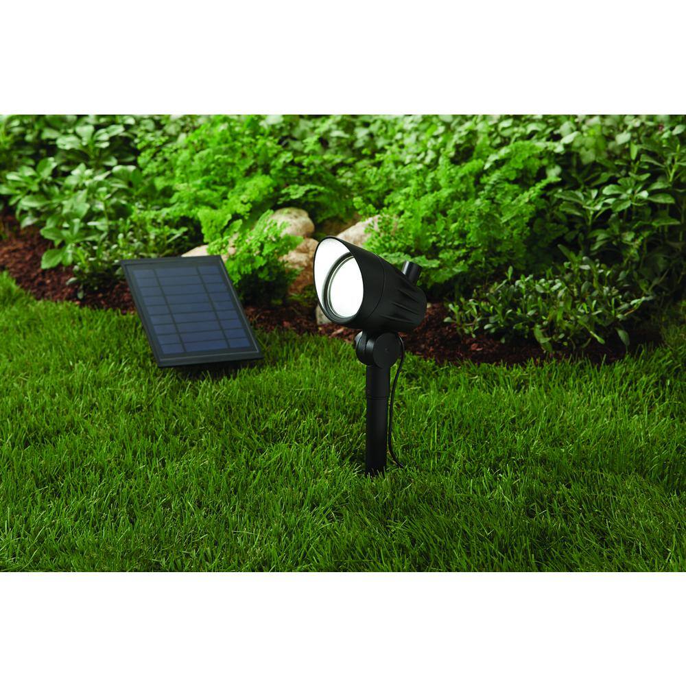 Hampton Bay Solar Black LED 150-300 Lumen High-Low Metal Spotlight NXT-1915