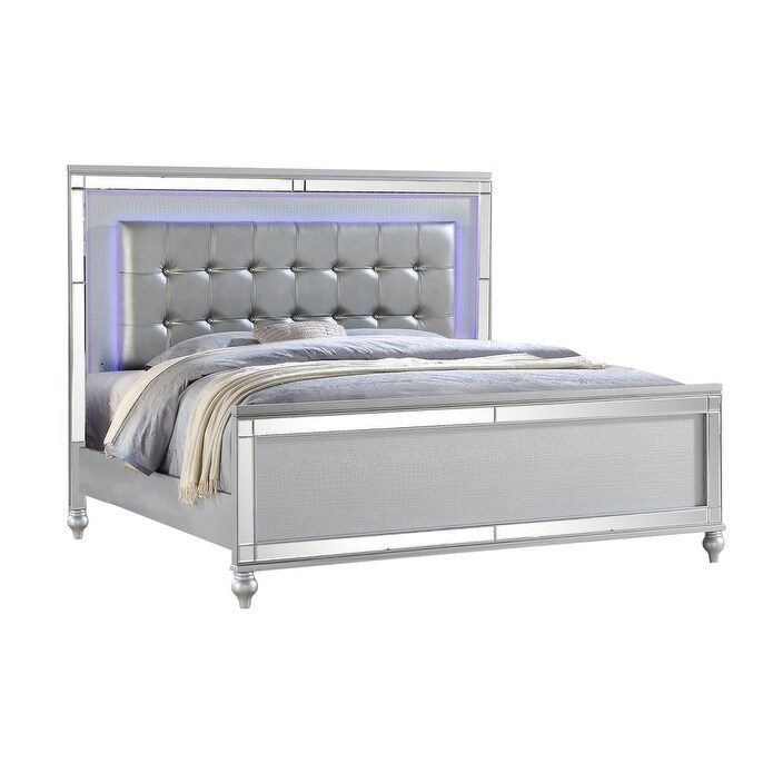 Sterling 4PC/5PC Contemporary Bedroom Set with Mirror Accents and LED Enhancements