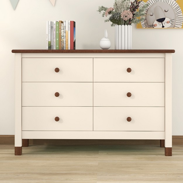 Mordern Wooden Storage Dresser With 6 Drawers storage Cabinet For Bedroom Modernluxe