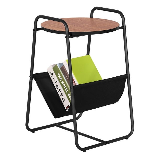 VECELO Modern Round Side Table/End Table with Storage Area