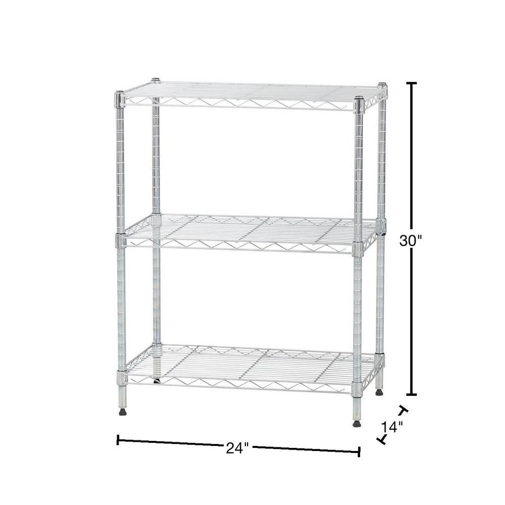 IRIS Chrome 3- Tier Metal Wire Garage Storage Shelving Unit 24- in. W x 30- in. H x 14- in. D 596035