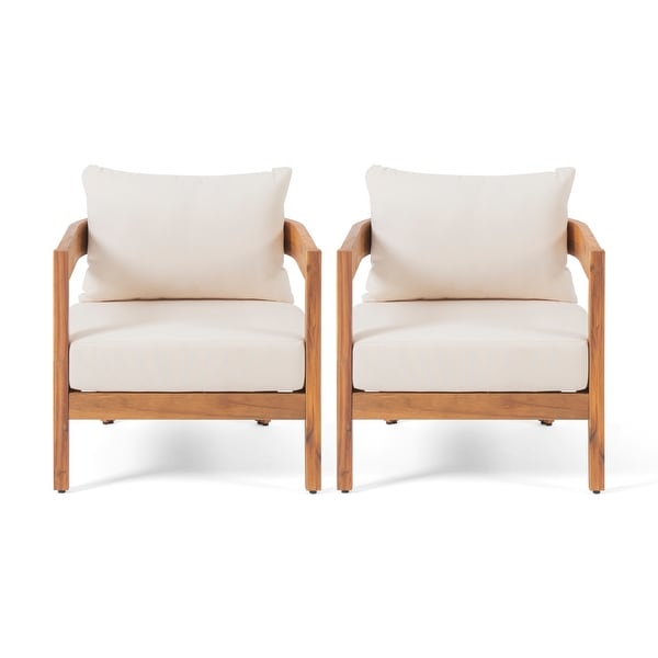 Brooklyn Outdoor Acacia Wood Club Chair with Cushions (Set of 2) by Christopher Knight Home