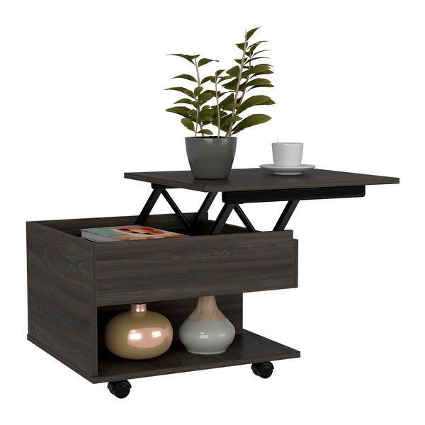 Lift Top Coffee Table with Casters and 1 Shelf for en， Bedroom， or Living Room， Easy Assemble