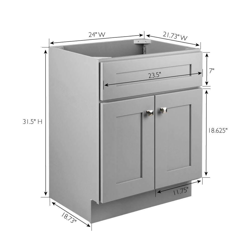 Design House Brookings Ready to Assemble Vanity Without Top in Gray, 24-Inch by 21-Inch