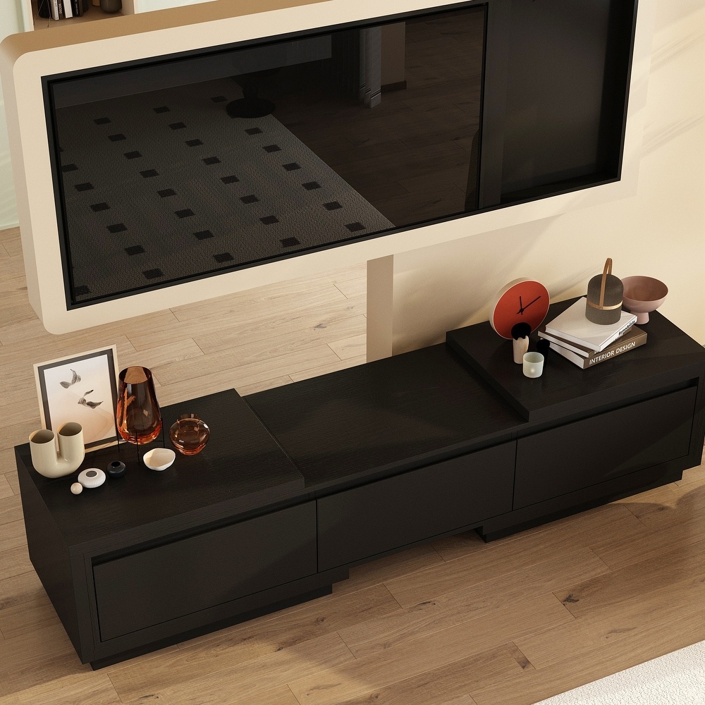 Extendable TV Stand Storage Media Console Modern Entertainment Center