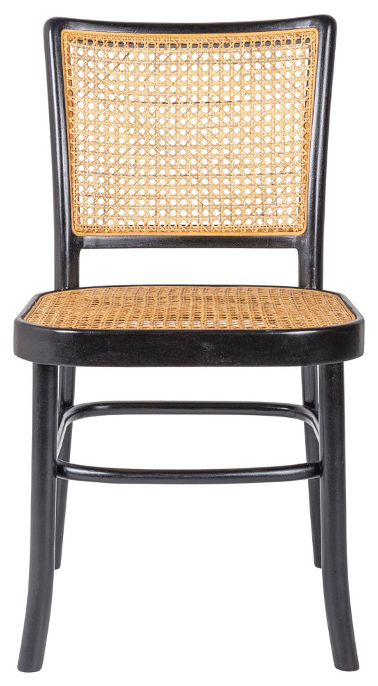 East at Main Pia Black Mahogany  ampNatural Rattan Side Chair (Set of 2)   Tropical   Dining Chairs   by East at Main  Houzz