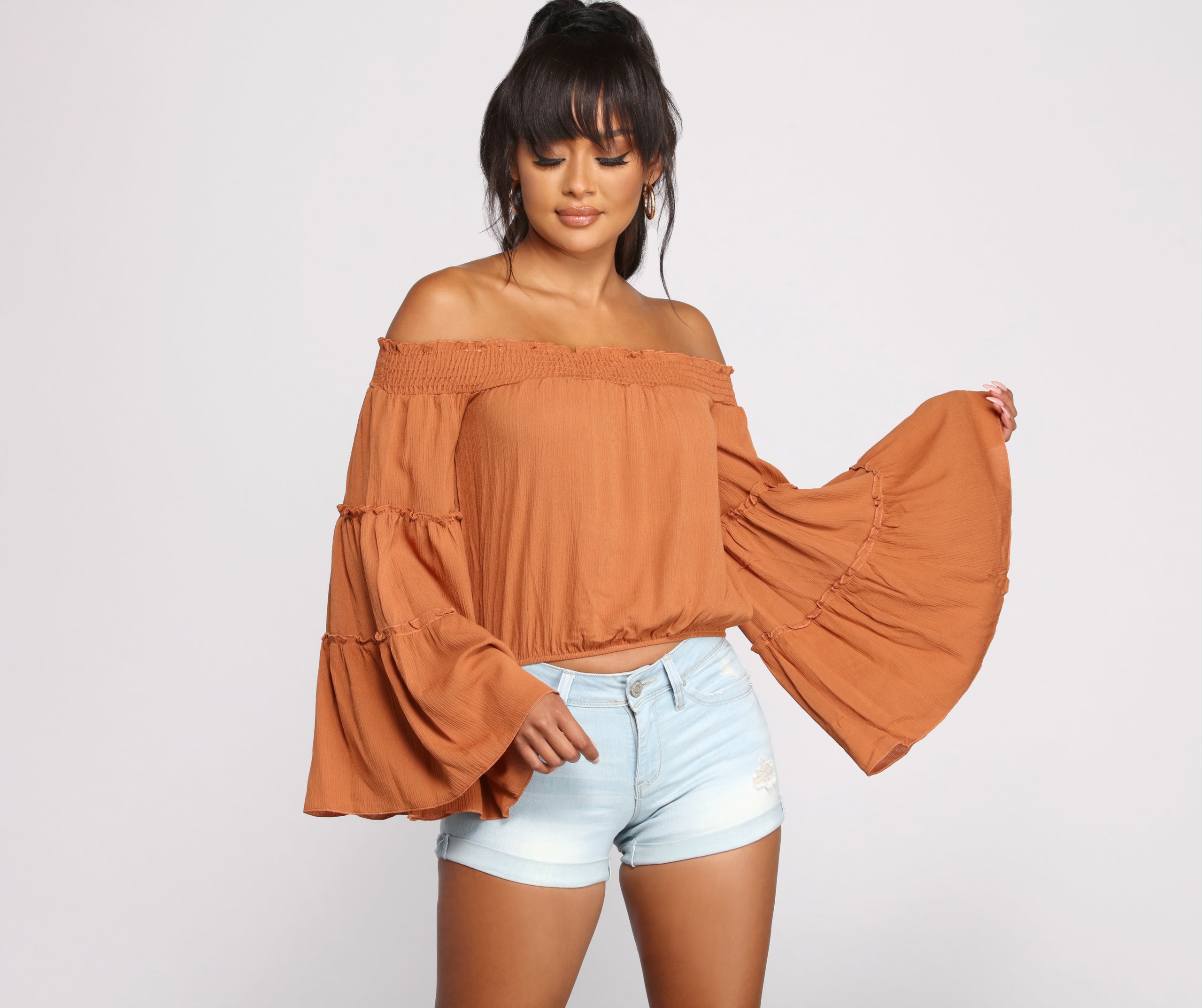 Flowy Feels Off The Shoulder Crop Top