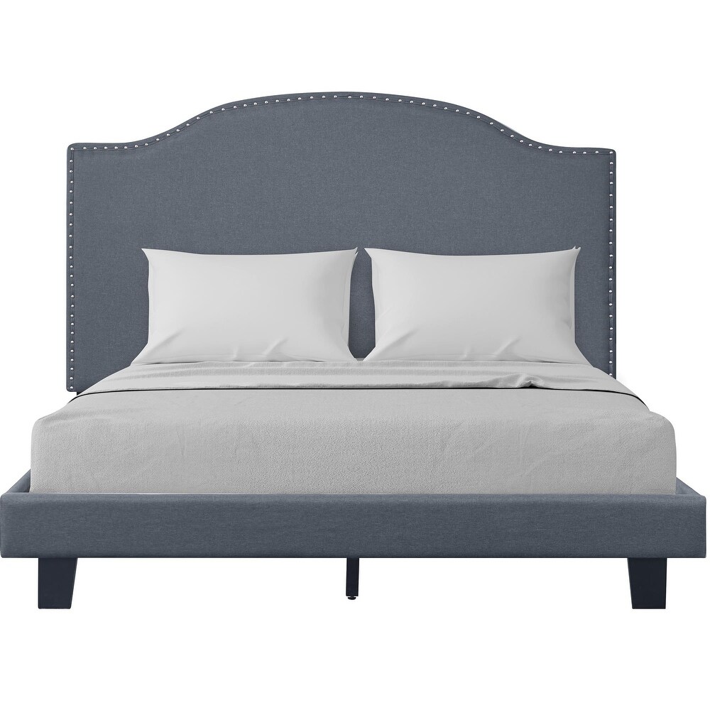 Madison Gray Upholstered Camelback Platform Bedroom Set